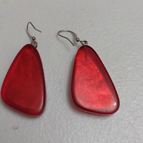 Unbranded Jewelry - Foil Infused Red Acrylic Dangle Earrings